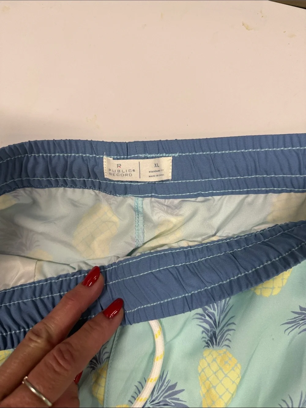 Men's Pineapple Print Swim Trunks - Aqua/Yellow